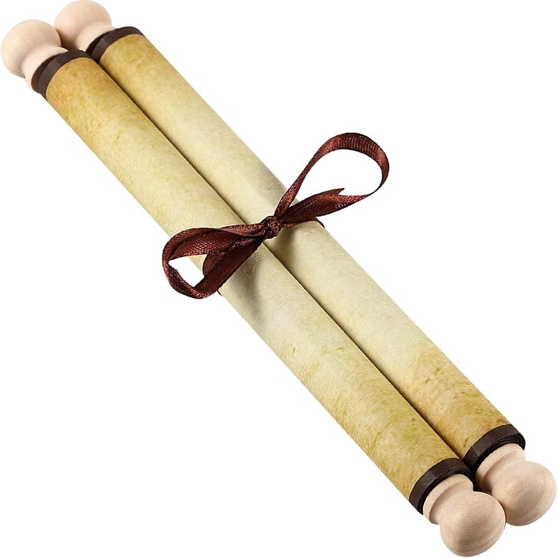 Makevivi 1 PCS Blank Scroll Paper with Wood Rods, for Naughty or Nice List, Writing, Wedding Vows, Invitation, Love Letter, Cosplay Prop, Renaissance, 7.1 x 30.5 inches - Image 1